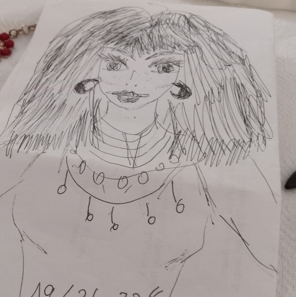 Handmade.Gold/and I black/Blue/Orange Stone Layered Necklace/Dangle Earrings Set - Picture 3 of 10